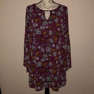 Xhilaration Floral Dress with Bell Sleeves